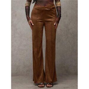 Women Solid Color Toothpick Striped Straight Leg Loose Fit Pants